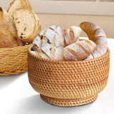 Maxbell Straw Fruit Basket Rattan Storage Basket Fruit Basket for Restaurant Shelves 23x14cm