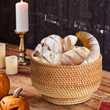 Maxbell Straw Fruit Basket Rattan Storage Basket Fruit Basket for Restaurant Shelves 23x14cm