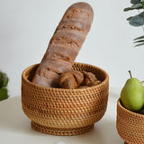 Maxbell Straw Fruit Basket Rattan Storage Basket Fruit Basket for Restaurant Shelves 23x14cm