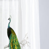 Maxbell 2x Curtain Panels Peacock Blue Tulle Curtains for Window Living Room Bedroom 132cmx160cm