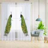 Maxbell 2x Curtain Panels Peacock Blue Tulle Curtains for Window Living Room Bedroom 132cmx160cm