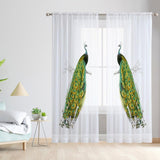 Maxbell 2x Curtain Panels Peacock Blue Tulle Curtains for Window Living Room Bedroom 132cmx160cm