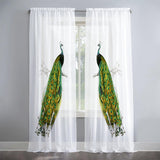 Maxbell 2x Curtain Panels Peacock Blue Tulle Curtains for Window Living Room Bedroom 132cmx160cm