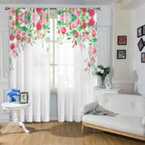 Maxbell 2x Floral White Sheer Curtain Light Filtering for Living Room Hotel Window 107cmx213cm