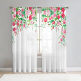 Maxbell 2x Floral White Sheer Curtain Light Filtering for Living Room Hotel Window 107cmx213cm