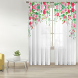 Maxbell 2x Floral White Sheer Curtain Light Filtering for Living Room Hotel Window 107cmx213cm