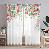 Maxbell 2x Floral White Sheer Curtain Light Filtering for Living Room Hotel Window 107cmx213cm