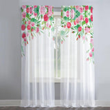 Maxbell 2x Floral White Sheer Curtain Light Filtering for Living Room Hotel Window 107cmx213cm