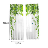 Maxbell 2 Pieces Green Leaves Semi Curtain Window Drapes for Window Bedroom style A