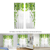 Maxbell 2 Pieces Green Leaves Semi Curtain Window Drapes for Window Bedroom style A