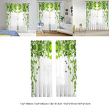 Maxbell 2 Pieces Green Leaves Semi Curtain Window Drapes for Window Bedroom style A