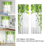 Maxbell 2 Pieces Green Leaves Semi Curtain Window Drapes for Window Bedroom style A
