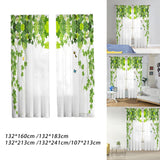 Maxbell 2 Pieces Green Leaves Semi Curtain Window Drapes for Window Bedroom style A