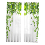 Maxbell 2 Pieces Green Leaves Semi Curtain Window Drapes for Window Bedroom style A