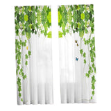 Maxbell 2 Pieces Green Leaves Semi Curtain Window Drapes for Window Bedroom style A