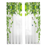 Maxbell 2 Pieces Green Leaves Semi Curtain Window Drapes for Window Bedroom style A