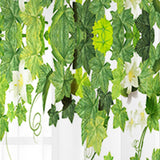 Maxbell 2 Pieces Green Leaves Semi Curtain Window Drapes for Window Bedroom style B