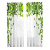 Maxbell 2 Pieces Green Leaves Semi Curtain Window Drapes for Window Bedroom style B