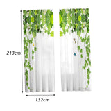 Maxbell 2 Pieces Green Leaves Semi Curtain Window Drapes for Window Bedroom style C
