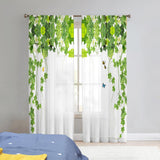Maxbell 2 Pieces Green Leaves Semi Curtain Window Drapes for Window Bedroom style C