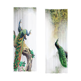 Maxbell 2 Pieces Printed Sheer Curtains Peacock Tulle Curtains for Hotel Kitchen 132cmx241cm