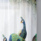 Maxbell 2 Pieces Printed Sheer Curtains Peacock Tulle Curtains for Hotel Kitchen 107cmx213cm