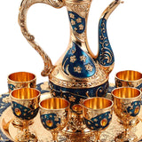 Maxbell Luxury Tea Pot Set 6 Cups Coffee Serving Set for Wedding Bedroom Decor Blue