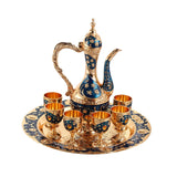 Maxbell Luxury Tea Pot Set 6 Cups Coffee Serving Set for Wedding Bedroom Decor Blue