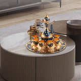 Maxbell Luxury Tea Pot Set 6 Cups Coffee Serving Set for Wedding Bedroom Decor Blue