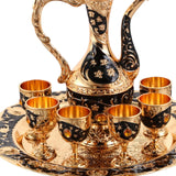 Maxbell Luxury Tea Pot Set 6 Cups Coffee Serving Set for Wedding Bedroom Decor Black
