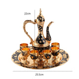 Maxbell Luxury Tea Pot Set 6 Cups Coffee Serving Set for Wedding Bedroom Decor Black