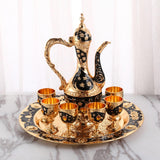 Maxbell Luxury Tea Pot Set 6 Cups Coffee Serving Set for Wedding Bedroom Decor Black