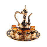 Maxbell Luxury Tea Pot Set 6 Cups Coffee Serving Set for Wedding Bedroom Decor Black