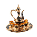 Maxbell Luxury Tea Pot Set 6 Cups Coffee Serving Set for Wedding Bedroom Decor Black