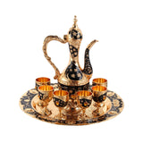 Maxbell Luxury Tea Pot Set 6 Cups Coffee Serving Set for Wedding Bedroom Decor Black