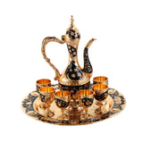 Maxbell Luxury Tea Pot Set 6 Cups Coffee Serving Set for Wedding Bedroom Decor Black