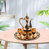 Maxbell Luxury Tea Pot Set 6 Cups Coffee Serving Set for Wedding Bedroom Decor Black