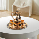 Maxbell Luxury Tea Pot Set 6 Cups Coffee Serving Set for Wedding Bedroom Decor Black