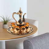 Maxbell Luxury Tea Pot Set 6 Cups Coffee Serving Set for Wedding Bedroom Decor Black