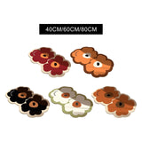 Maxbell Doormat Double Flowers Shape Entrance Rugs Door Mat for Kitchen Front Door Red 40cmx60cm