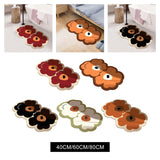 Maxbell Doormat Double Flowers Shape Entrance Rugs Door Mat for Kitchen Front Door Red 40cmx60cm