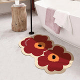 Maxbell Doormat Double Flowers Shape Entrance Rugs Door Mat for Kitchen Front Door Red 40cmx60cm