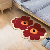 Maxbell Doormat Double Flowers Shape Entrance Rugs Door Mat for Kitchen Front Door Red 40cmx60cm