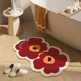 Maxbell Doormat Double Flowers Shape Entrance Rugs Door Mat for Kitchen Front Door Red 40cmx60cm