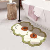 Maxbell Doormat Double Flowers Shape Entrance Rugs Door Mat for Kitchen Front Door White 30cmx40cm