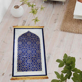Maxbell Traditional Praying Rug Non Slip Area Rugs for Cafe Living Room Ramadan Gift Blue
