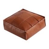 Maxbell Soft PU Leather Moroccan Pouf Handmade Ottoman Foot Rest for Kids Under Desk Orange Yellow
