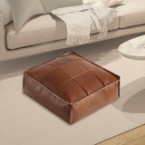 Maxbell Soft PU Leather Moroccan Pouf Handmade Ottoman Foot Rest for Kids Under Desk Orange Yellow
