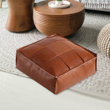 Maxbell Soft PU Leather Moroccan Pouf Handmade Ottoman Foot Rest for Kids Under Desk Orange Yellow