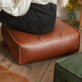 Maxbell Soft PU Leather Moroccan Pouf Handmade Ottoman Foot Rest for Kids Under Desk Red